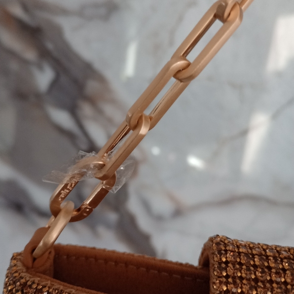 NWT CULT GAIA Mirai Allover Crystal Chain Shoulder Bag Champagne - Picture 10 of 14